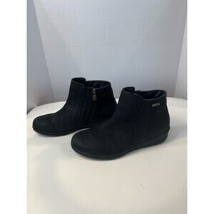 Aravon Women's Black Leather Fairlee Waterproof Ankle Boot Sz 9